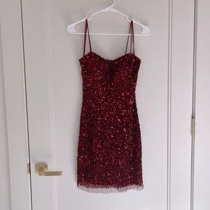 BEAUTIFUL RED SEQUIN AIDAN MATTOX DRESS